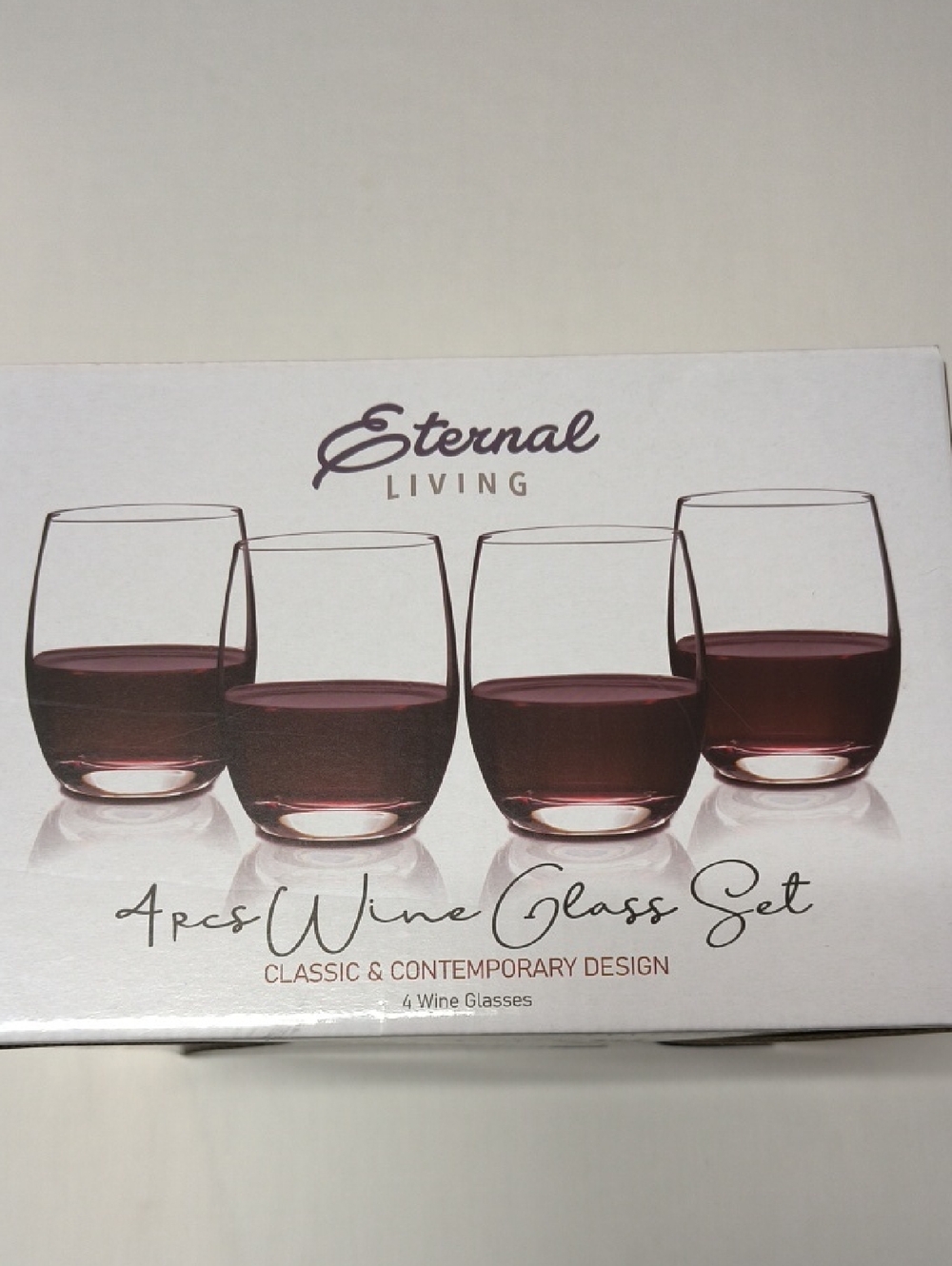 Rose-Tinted Stemless Wine Glasses - Set of 4 New In Box Never Out Of Box